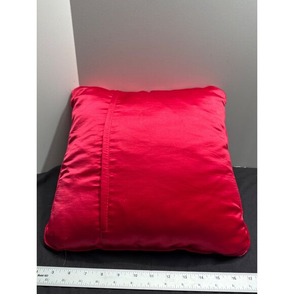 Quilted Pillow Geometric Pattern 14"x14" Multicolor Cotton & Satin - Picture 5 of 6